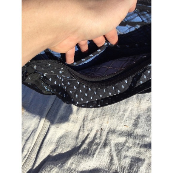 Vera Bradley womens fabric purse satchel 11” 11 in handbag black blue floral - Picture 9 of 16